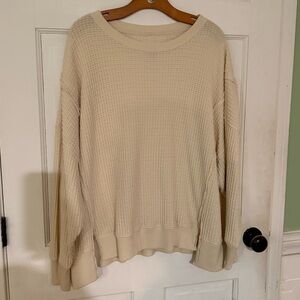 American Eagle Cream Waffle Knit Sweater